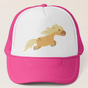 Niedlicher Cartoonpalomino-Pony-Fernlastfahrer-Hut Truckerkappe