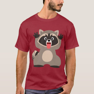 Niedlicher CartoonRaccoon, der heraus Zunge haftet T-Shirt