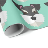 Niedlicher CartoonSchnauzer! Geschenkpapier (Rolleneckpunkt)