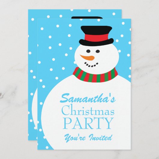 Niedlicher CartoonSnowman scherzt WeihnachtsParty Einladung (Vorne/Hinten)