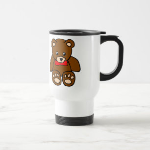 Niedlicher Cartoonteddy-Bär, der rote Reisebecher