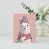 Niedlicher Cartoony Llama mit Eiscreme Neujahr Postkarte (Stehend Vorderseite)