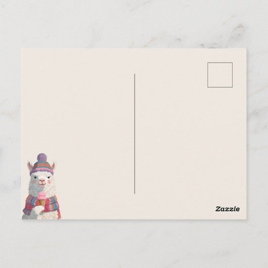 Niedlicher Cartoony Llama mit Eiscreme Neujahr Postkarte (Rückseite)