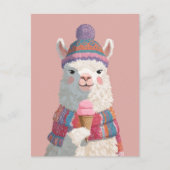 Niedlicher Cartoony Llama mit Eiscreme Neujahr Postkarte (Vorderseite)