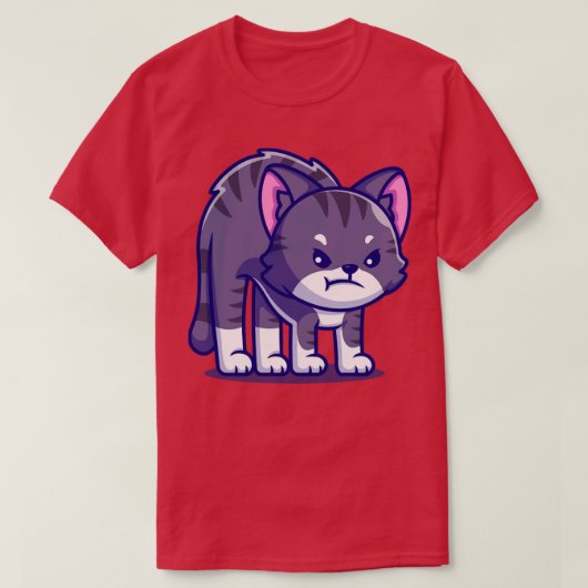 Niedlicher Cat Angry Cartoon T-Shirt (Design vorne)
