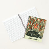 Niedlicher Cat Art Nouveau Floral Pattern Individu Notizblock (Innenseite)