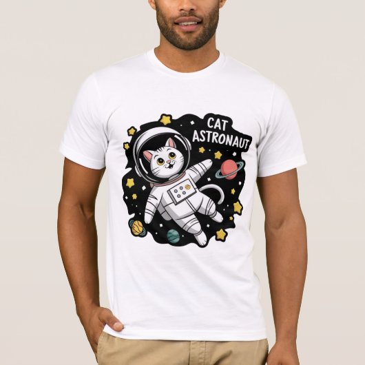 Niedlicher Cat Astronaut T-Shirt (Vorderseite)