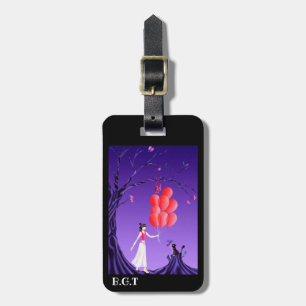 Niedlicher Cat & Ballerina am Mitternachtsbaum Gepäckanhänger