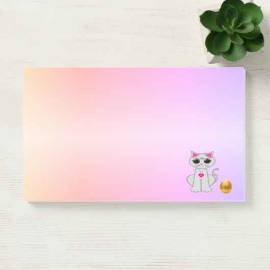 Niedlicher Cat-Cartoon auf Pastellfarben Post-it Klebezettel (Büro)