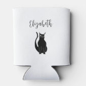 Niedlicher Cat Cartoon Hand Drawn Black Winking Ki Dosenkühler (Rückseite)