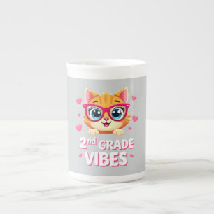 Niedlicher Cat Cartoon mit Brille - Vibes der zwei Porzellantasse