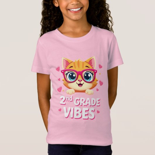 Niedlicher Cat Cartoon mit Brille - Vibes der zwei T-Shirt (Vorderseite)