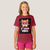 Niedlicher Cat Cartoon mit Brille - Vibes der zwei T-Shirt (Vorne ganz)