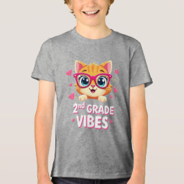Niedlicher Cat Cartoon mit Brille - Vibes der zwei Tri-Blend Shirt