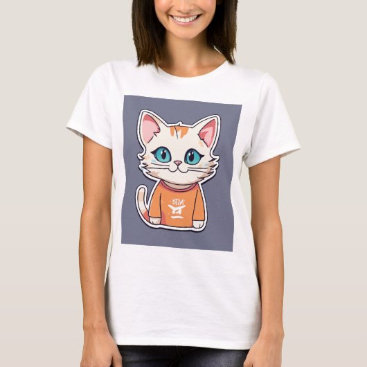 "Niedlicher Cat Cheerful Friendly T - Shirt - Perf (Vorderseite)
