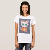 "Niedlicher Cat Cheerful Friendly T - Shirt - Perf (Vorne ganz)