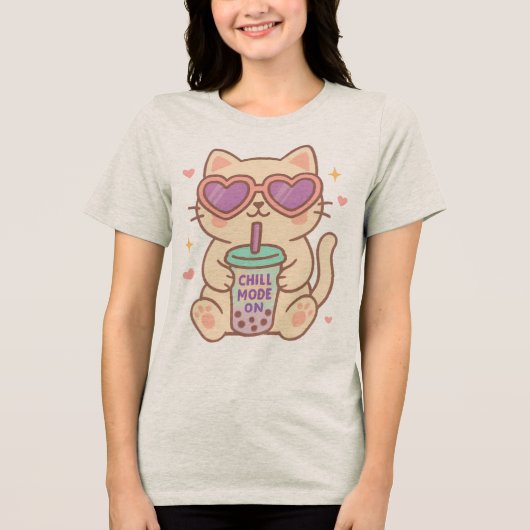 Niedlicher Cat Chill-Mode-T - Shirt (Vorderseite)