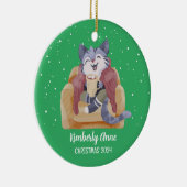 Niedlicher Cat Christmas Kitty Snowy Winterurlaub Keramik Ornament (Rechts)