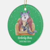 Niedlicher Cat Christmas Kitty Snowy Winterurlaub Keramik Ornament (Links)