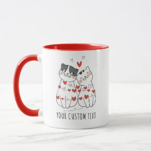 Niedlicher Cat Couple Personalisierter Valentinsta Tasse