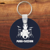 Niedlicher Cat Drummer Purer Cussion Funny Schlüsselanhänger (Vorderseite)