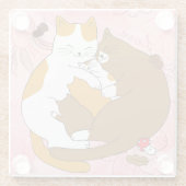 Niedlicher Cat Family Glass Untersetzer (Rückseite)