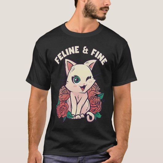 Niedlicher Cat Feline & Fine Cat T-Shirt (Vorderseite)