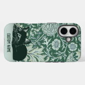 Niedlicher Cat Floral Art Nouveau Green Individuel Case-Mate iPhone Hülle (Rückseite (Horizontal))
