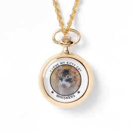 Niedlicher Cat Foto Name Paw Prints Personalisiert Armbanduhr