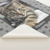 Niedlicher Cat Foto Name Silver Graue Paw Prints Sherpadecke (3/4)
