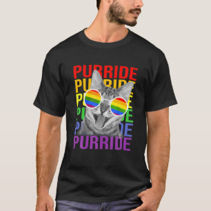 Niedlicher Cat Gay Pride Regenbogen Flag Sonnenbri T-Shirt