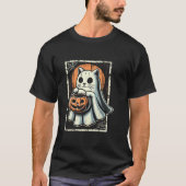 Niedlicher Cat Ghost Trick oder Treat Halloween Fu T-Shirt (Vorderseite)