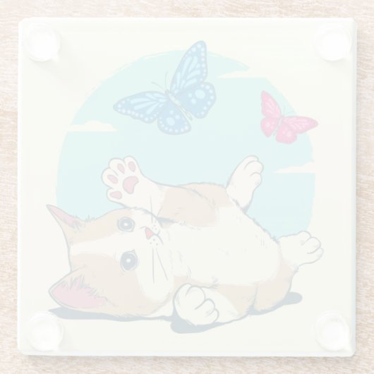 Niedlicher Cat Glass Untersetzer (Rückseite)