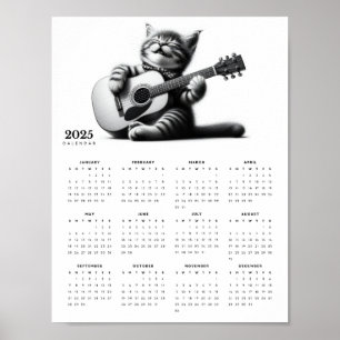 Niedlicher Cat Guitarist Tragen eines Scarf 2025 K Poster