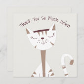 Niedlicher Cat Illustration Name Dankeschön Karte (Vorne/Hinten)