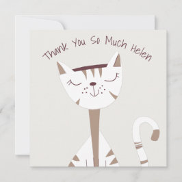 Niedlicher Cat Illustration Name Dankeschön Karte