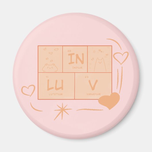 Niedlicher Cat "In LuV"-Magnet Magnet (Vorne)