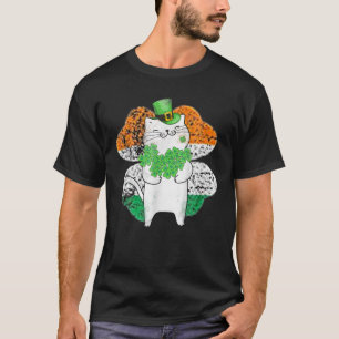 Niedlicher Cat Leprechaun mit Kleeblättern St Patr T-Shirt