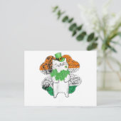 Niedlicher Cat Leprechaun mit Kleeblatts St Patric Postkarte (Stehend Vorderseite)