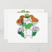 Niedlicher Cat Leprechaun mit Kleeblatts St Patric Postkarte (Vorne/Hinten)