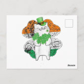 Niedlicher Cat Leprechaun mit Kleeblatts St Patric Postkarte (Rückseite)