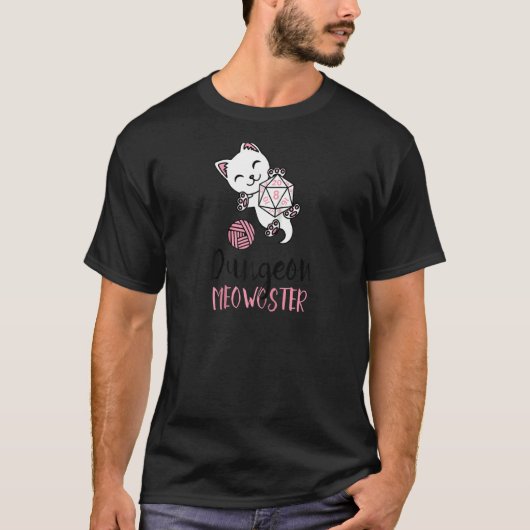 Niedlicher Cat Lover Dungeon Meowster Nerdy Gamer T-Shirt (Vorderseite)
