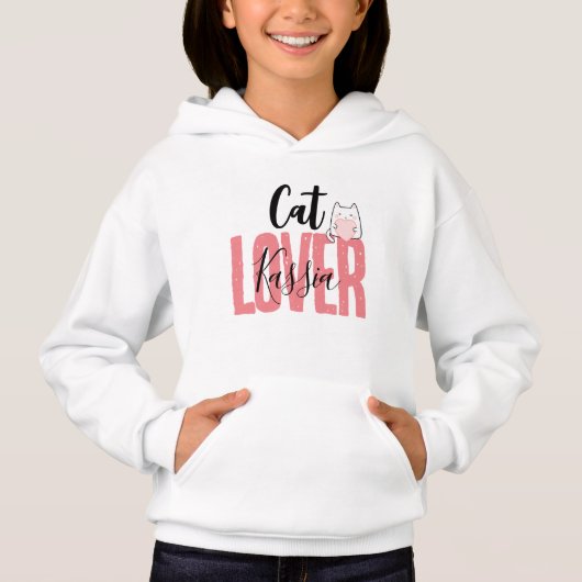 Niedlicher Cat Lover Individuelle Name Pullover Ho (Vorderseite)