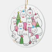 Niedlicher Cat Lover Winter Meowa Weihnachten Keramik Ornament (Links)