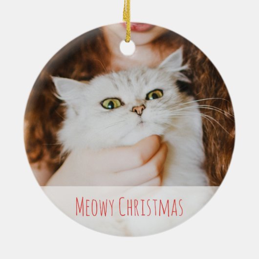Niedlicher Cat Lover Winter Meowa Weihnachten Keramik Ornament (Hinten)