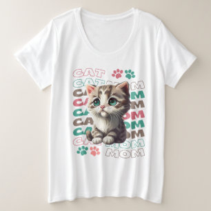 Niedlicher Cat Mama T - Shirt mit Adorable Kitten