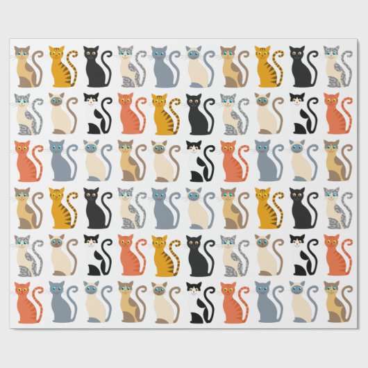 Niedlicher Cat Mix Geschenkpapier (Flach)