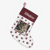 Niedlicher Cat Name Foto Rose Gold Glitzer Paw Pri Kleiner Weihnachtsstrumpf (Vorderansicht (hängend))