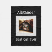 Niedlicher Cat Personalisiert Pet Foto Name Custom Fleecedecke (Vorderseite)
