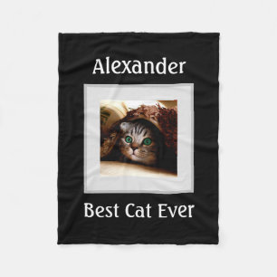 Niedlicher Cat Personalisiert Pet Foto Name Custom Fleecedecke